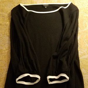 Talbot's Black and Cream Pure Merino Wool Sweater